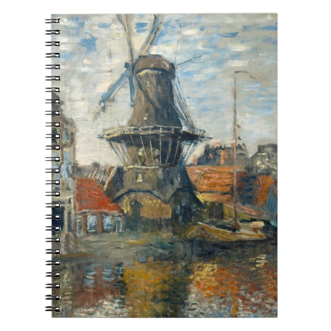 Caderno Espiral Notebook impressionista de Windmill holandês Harbo (Frente)