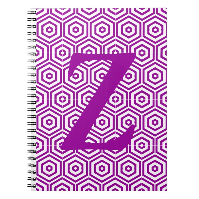 Caderno Espiral Notebook - Inicial com Padrão Hexágono (Frente)