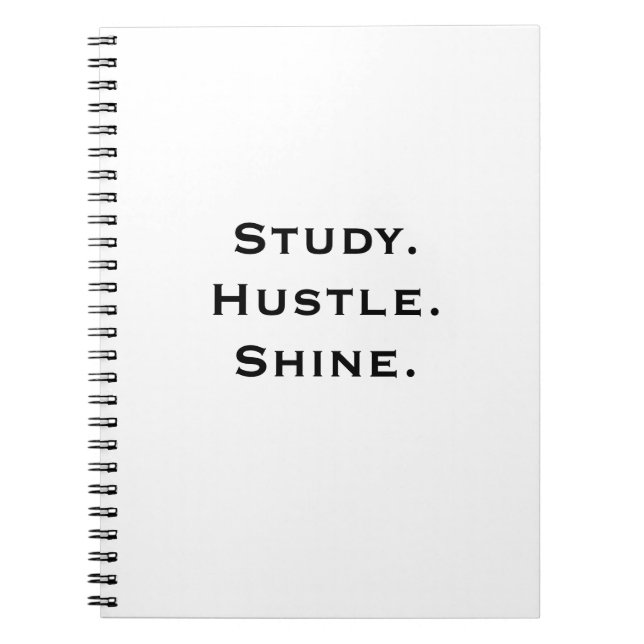 Caderno Espiral Notebook Inspiracional - Estudo. Hustle. Brilhante (Frente)