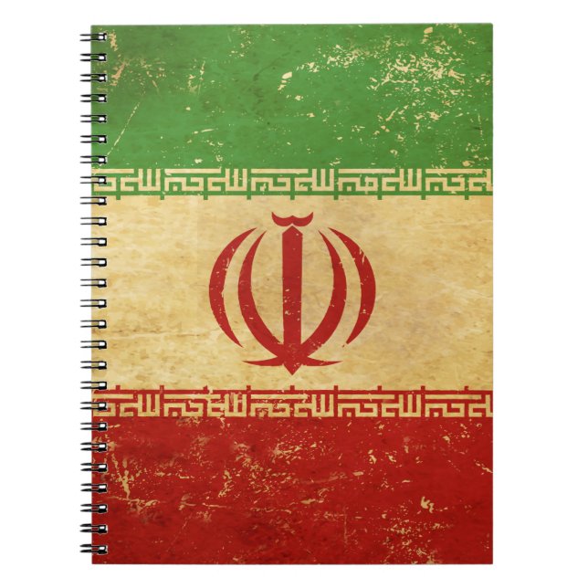 Caderno Espiral Notebook Iran Flag Vintage Design (Frente)