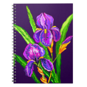 Caderno Espiral Notebook Iris Flowers - Cores Personalizadas - Tex