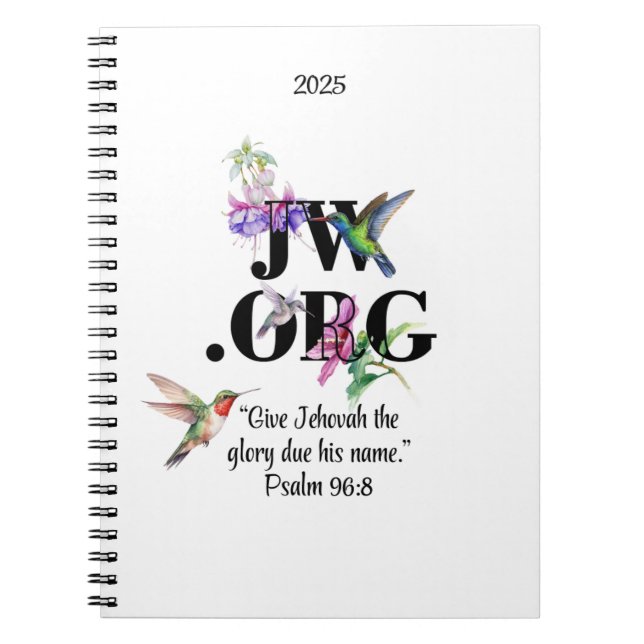 Caderno Espiral Notebook JW 2025 com texto de 2025 anos (Frente)