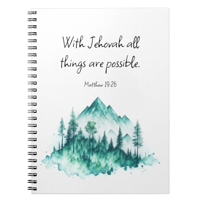 Caderno Espiral Notebook JW, Matthew 19:26 | JW (Frente)