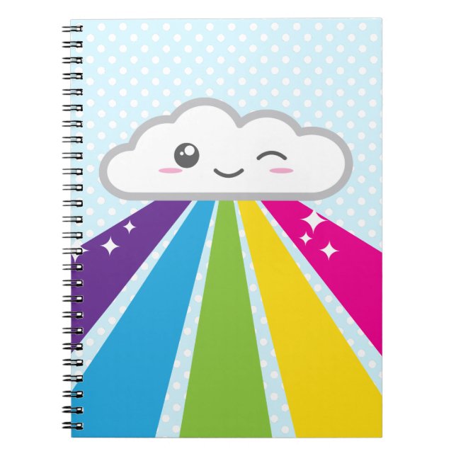 Caderno Espiral Notebook Kawaii Cloud e Rainbow (Frente)