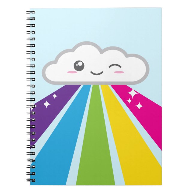 Caderno Espiral Notebook Kawaii Cloud e Rainbow (Frente)