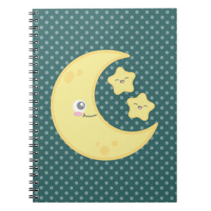 Caderno Espiral Notebook Kawaii Moon e Stars