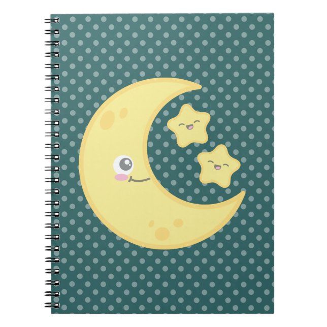 Caderno Espiral Notebook Kawaii Moon e Stars (Frente)