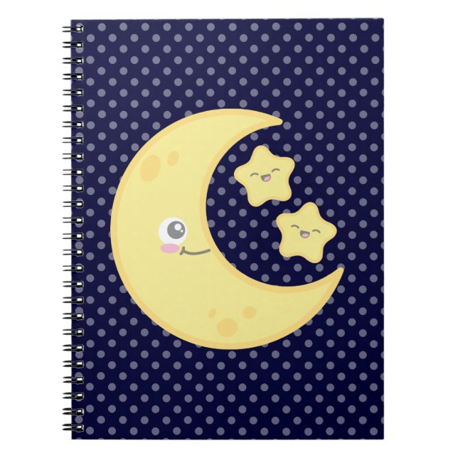 Caderno Espiral Notebook Kawaii Moon e Stars (Frente)