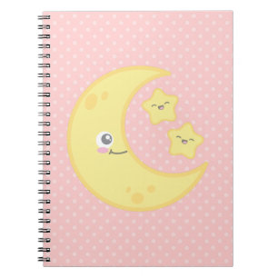Caderno Espiral Notebook Kawaii Moon e Stars