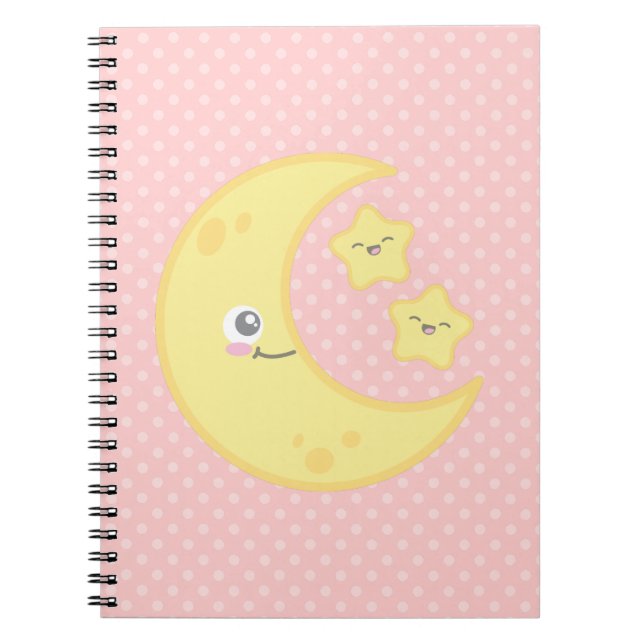 Caderno Espiral Notebook Kawaii Moon e Stars (Frente)