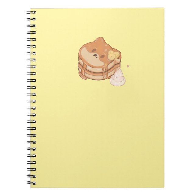 Caderno Espiral Notebook Kawaii Shiba Inu Bananas Pancakes (Frente)