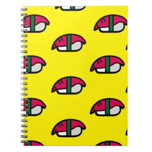 Caderno Espiral Notebook Kawaii Sushi, Arroz de Peixe e Algas