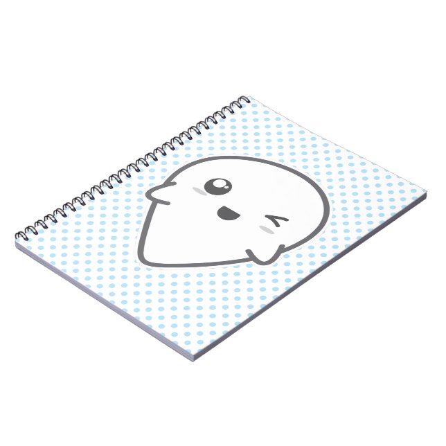 Caderno Espiral Notebook Kawaii Winking Ghost (Left Side)