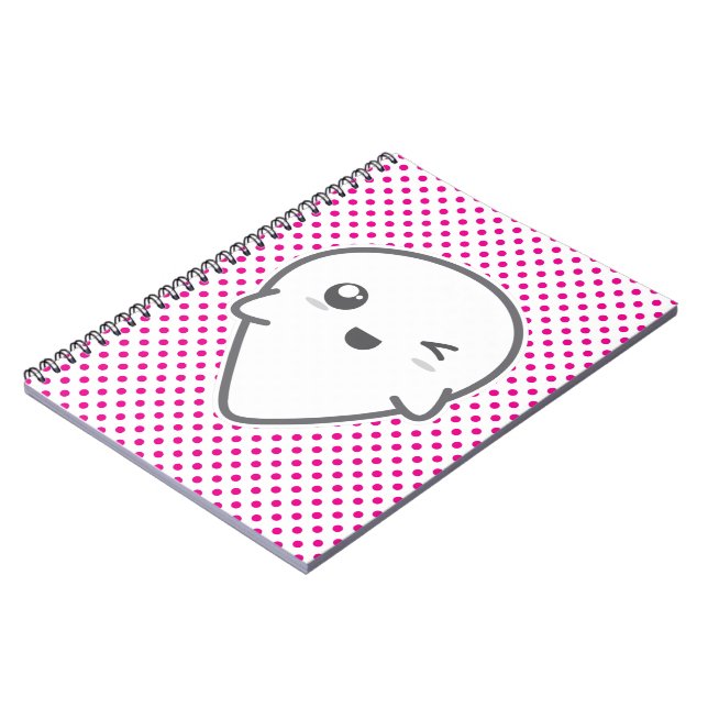 Caderno Espiral Notebook Kawaii Winking Ghost (Left Side)