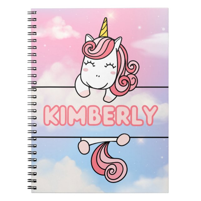 Caderno Espiral Notebook Kimberly Unicorn Girlie personalizado (Frente)