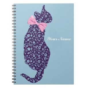 Caderno Espiral Notebook Lace Kitty Cat Silhouette