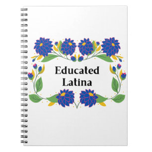 Caderno Espiral Notebook Latina Azul Educado Flores Motif