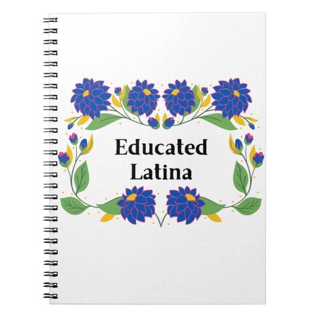 Caderno Espiral Notebook Latina Azul Educado Flores Motif (Frente)