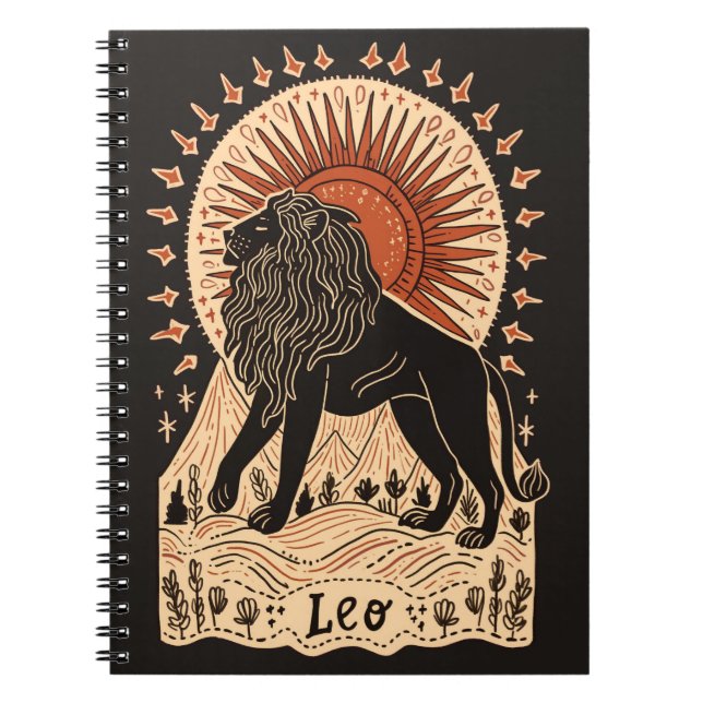 Caderno Espiral Notebook Leo Celestial Zodiac Art (Frente)