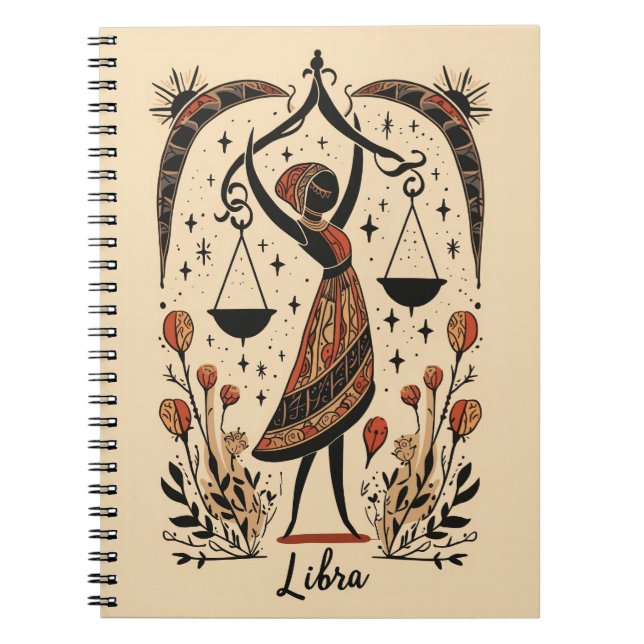 Caderno Espiral Notebook Libra Celestial Zodiac Art (Frente)