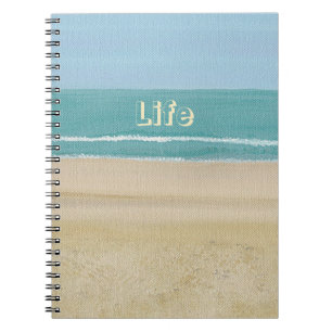 Caderno Espiral Notebook Life, Ocean Waves Beach Sand Diário