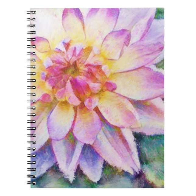 Caderno Espiral Notebook Lily Dahlia Impressão de água fria (Frente)