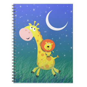 Caderno Espiral Notebook Lion e Giraffe Divertidos