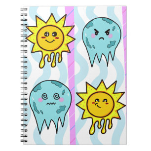Caderno Espiral Notebook Liquido Sunshine & Frozen Moons Kawaii