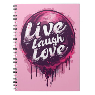 Caderno Espiral Notebook Live Laugh Love - Gratidão e criatividade