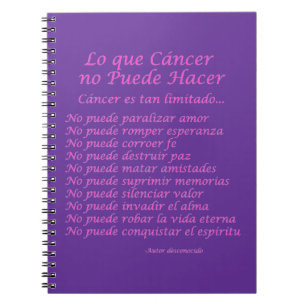 Caderno Espiral Notebook Lo que Cáncer No Puede Hacer Purple