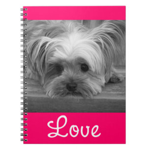 Caderno Espiral Notebook Love Yorkshire Terrier Puppy Dog Pink
