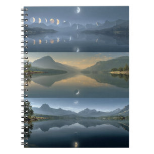 Caderno Espiral Notebook Lunar Fases do Lago Montanha