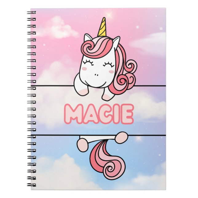 Caderno Espiral Notebook Macie Unicorn Girlie Personalizado (Frente)