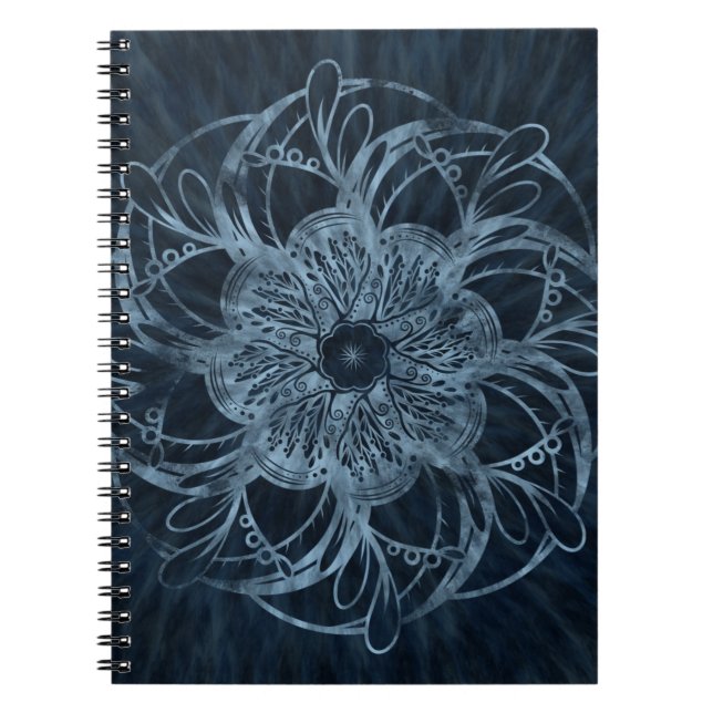 Caderno Espiral Notebook Mandala Azul no Mar Profundo (Frente)