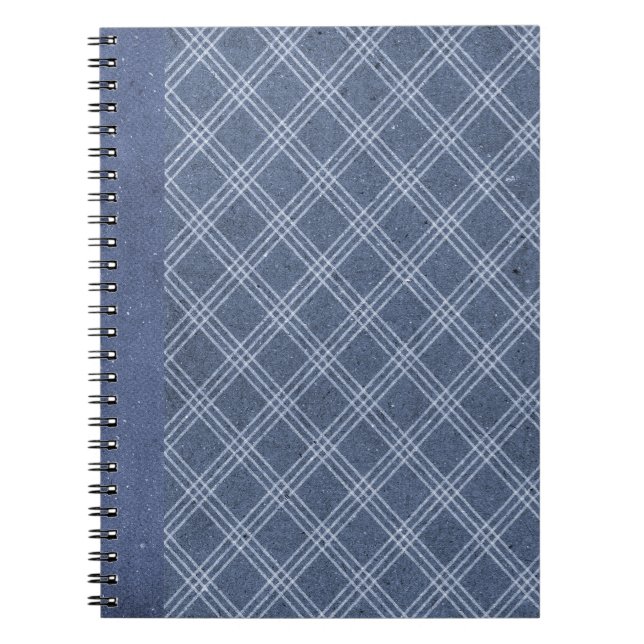 Caderno Espiral Notebook marinho Blue Diamond Xadrez Grunge Diário (Frente)