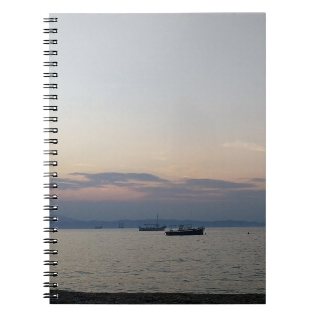 Caderno Espiral Notebook marítimo e barcos (Frente)