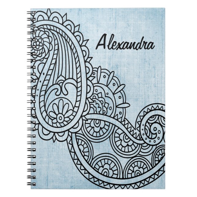 Caderno Espiral Notebook Mehndi Azul (Frente)