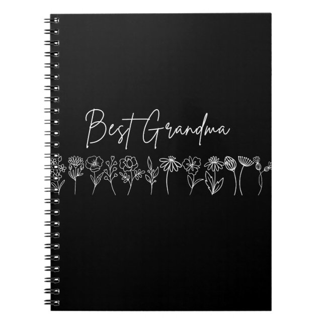 Caderno Espiral Notebook - Melhor Avó Diário de flores selvagens (Frente)