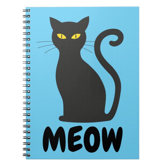 CADERNO ESPIRAL NOTEBOOK MEOW BLACK CAT SPIRAL (Frente)