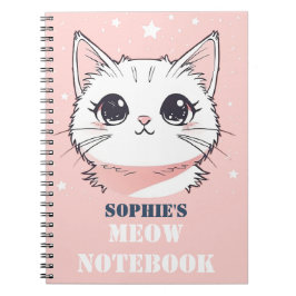 Caderno Espiral Notebook Meow com gato bonito