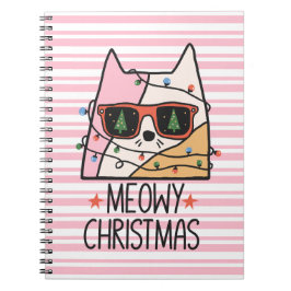 Caderno Espiral Notebook Meowy Christmas Lights