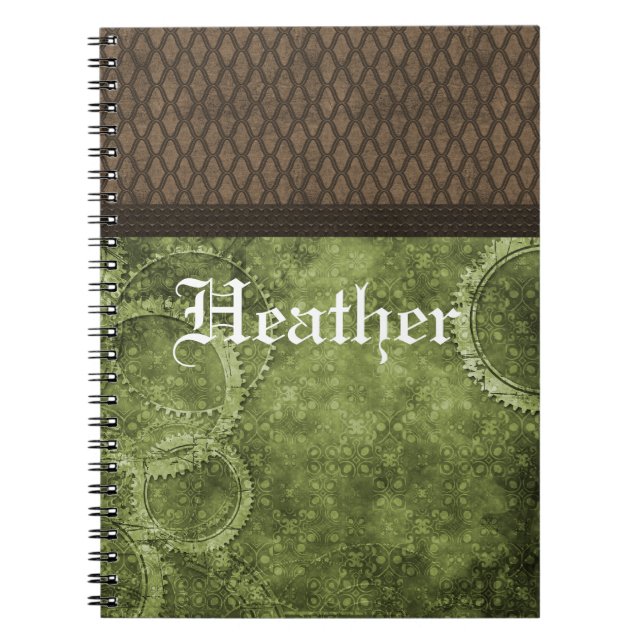 Caderno Espiral Notebook Metal Gear Steampunk, verde (Frente)