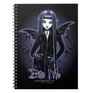 Caderno Espiral Notebook "Mina" Azul gótico me morde vampiro