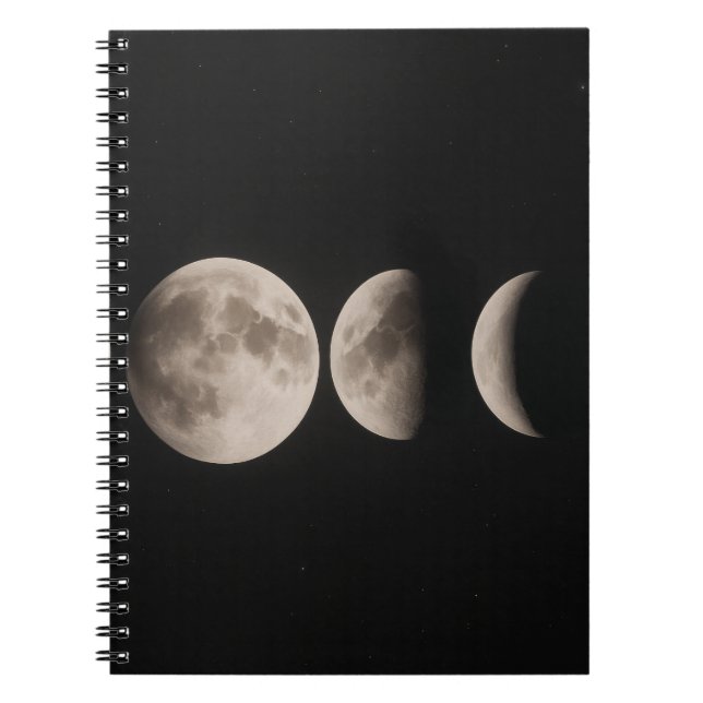 Caderno Espiral Notebook Mínimo de Moon Phases Noturnas (Frente)