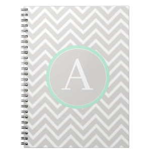Caderno Espiral Notebook Mint Green Chevron Monograma