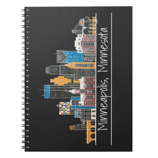 Caderno Espiral Notebook MN Skyline Minneapolis (Frente)