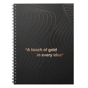 Caderno Espiral Notebook moderno com um toque de brilho dourado