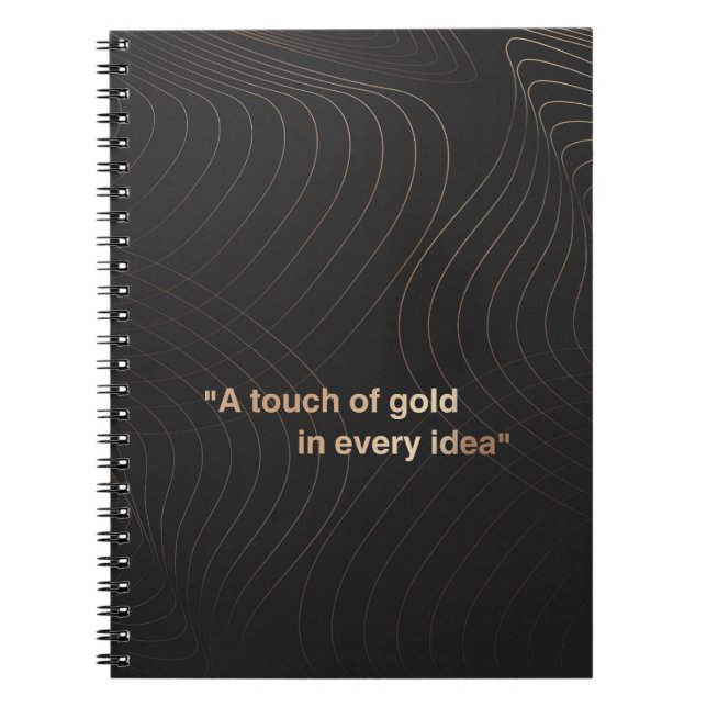 Caderno Espiral Notebook moderno com um toque de brilho dourado (Frente)