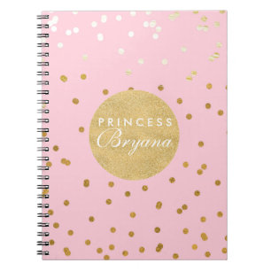 Caderno Espiral Notebook moderno de pontos brilhantes e Dourados, 