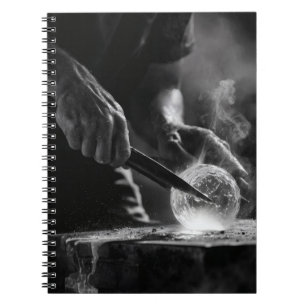 Caderno Espiral Notebook Molten Precision Black White Glass